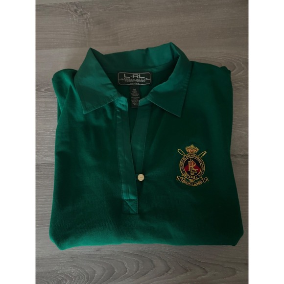 L RL Ralph Lauren Active Petite Medium Polo Shirt Equestrian Crest 3/4 Sleeve - Picture 8 of 8